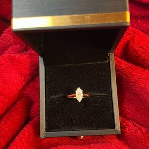 1.2ct marquise cut moissanite stone silver ring